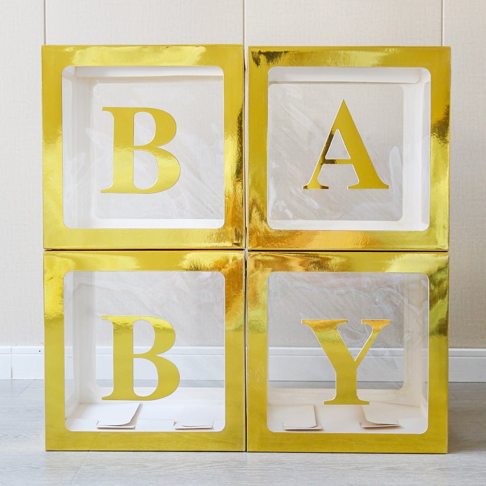 1 Set Transparent DIY Balloon Boxes 12" Gold - YauSpark