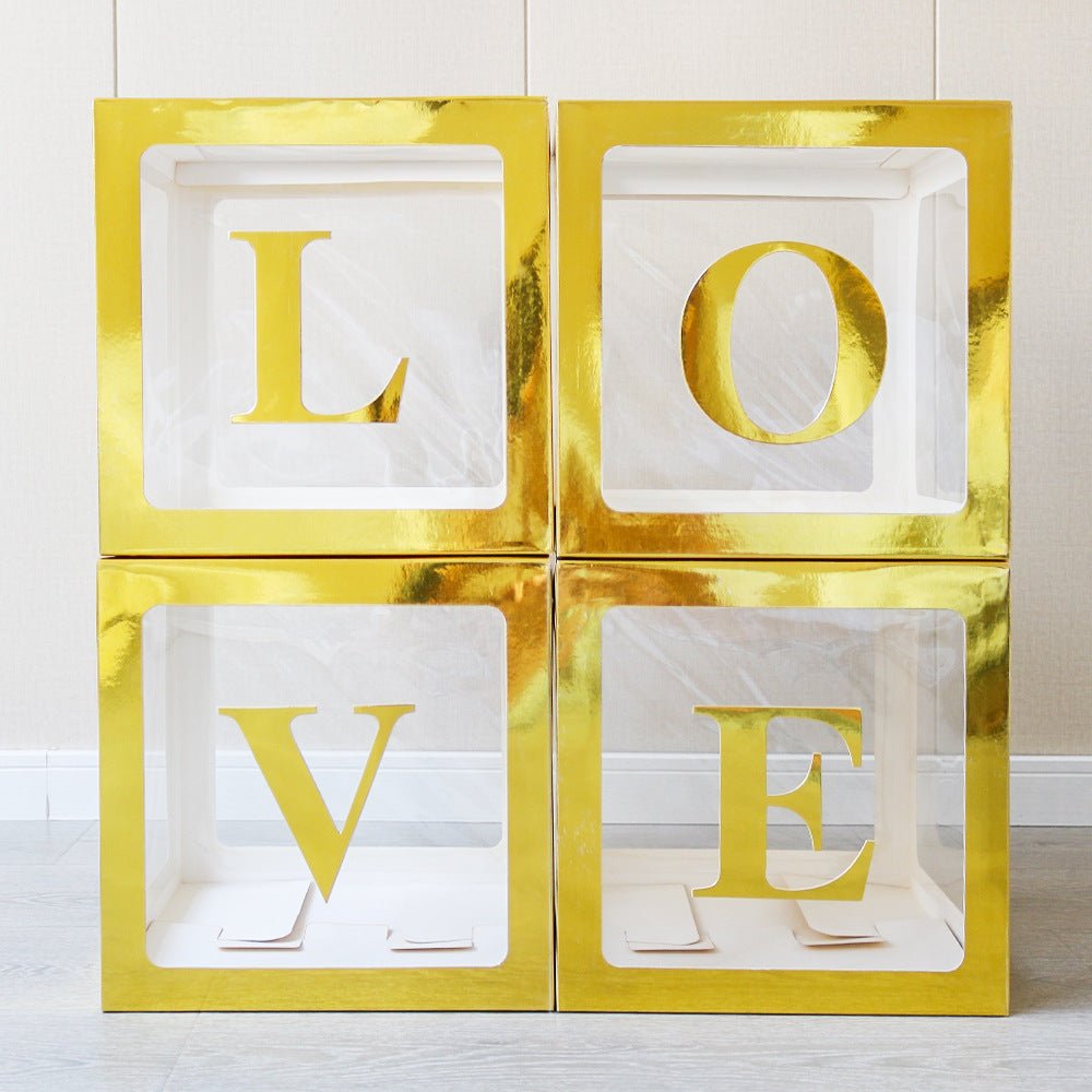 1 Set Transparent DIY Balloon Boxes 12" Gold - YauSpark