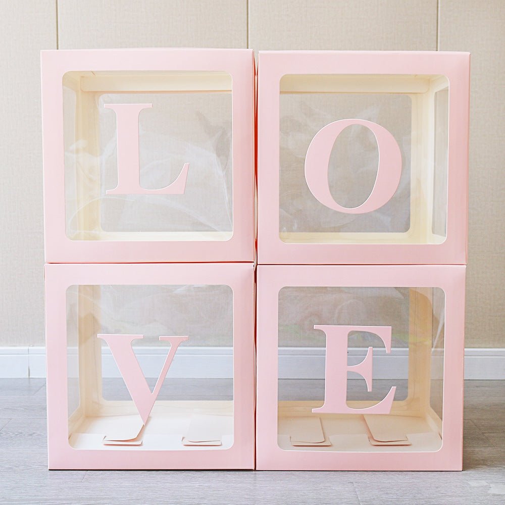 1 Set Transparent DIY Balloon Boxes 12" Pink - YauSpark
