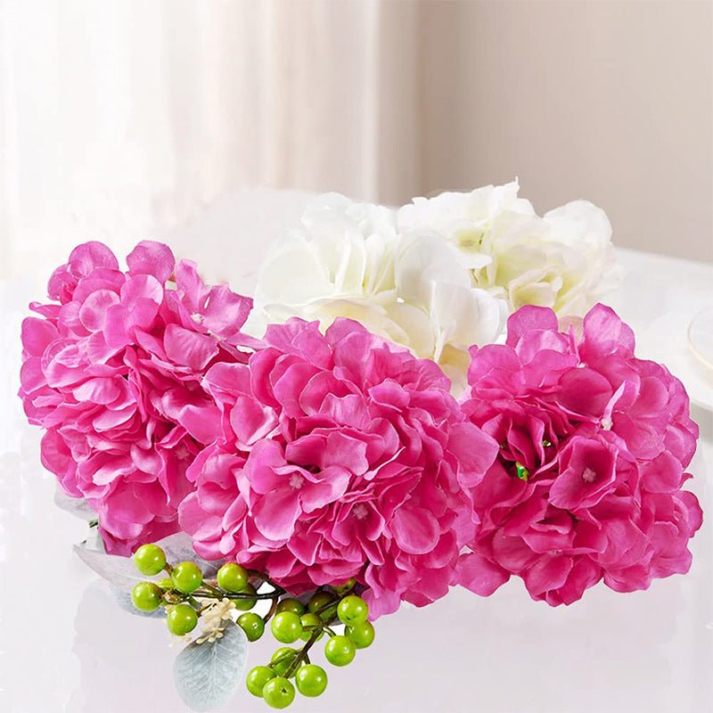 10 Flower Head and Stems Artificial Satin Hydrangeas Rose Red - YauSpark