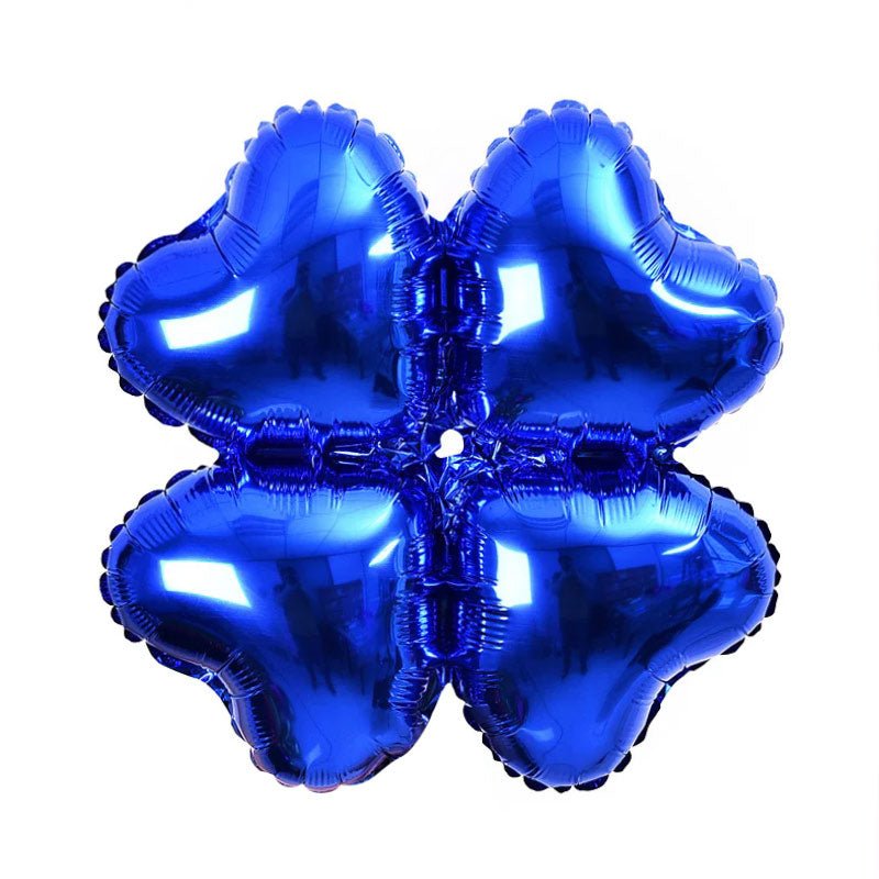 10 Pc Blue Four Leaf Clover Shaped Mylar Foil Balloons 16" - YauSpark