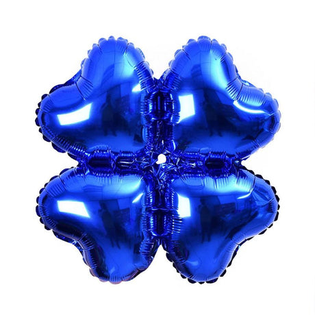 10 Pc Blue Four Leaf Clover Shaped Mylar Foil Balloons 16" - YauSpark