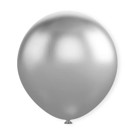 10 Pc Chrome Silver Latex Helium, Air or Water Balloons 18" - YauSpark