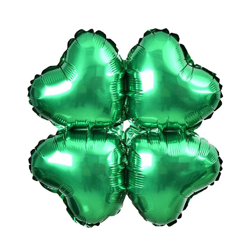10 Pc Green Four Leaf Clover Shaped Mylar Foil Balloons 16" - YauSpark