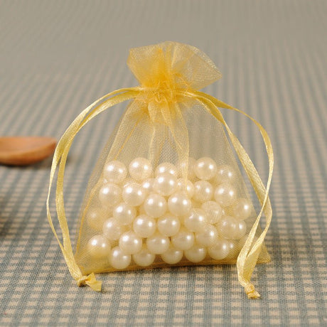 10 Pc Organza Drawstring Wedding Party Favor Gift Bags 5"x7" Gold - YauSpark
