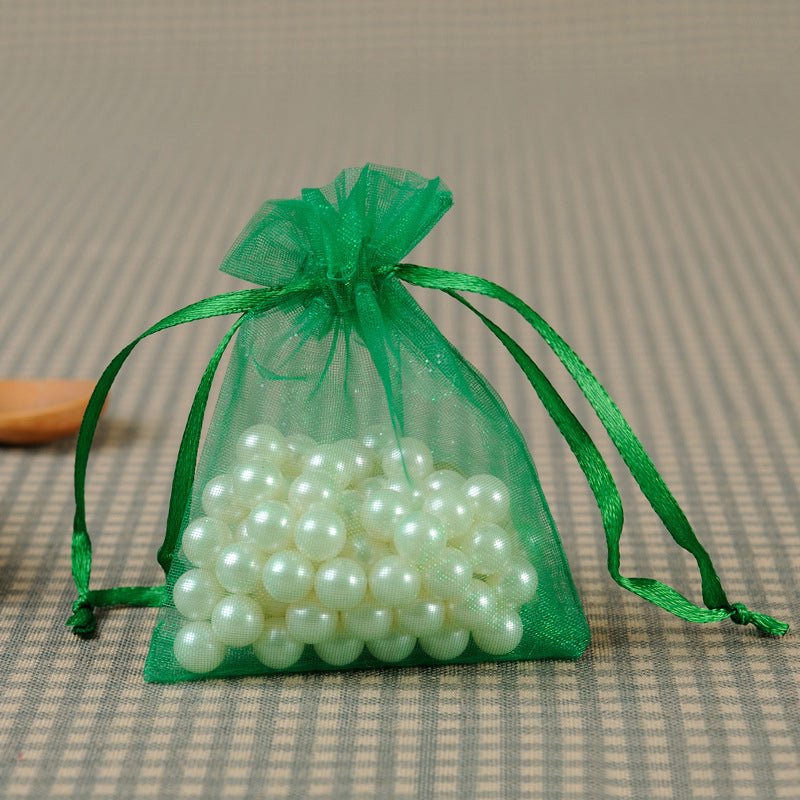 10 Pc Organza Drawstring Wedding Party Favor Gift Bags 5"x7" Grass Green - YauSpark