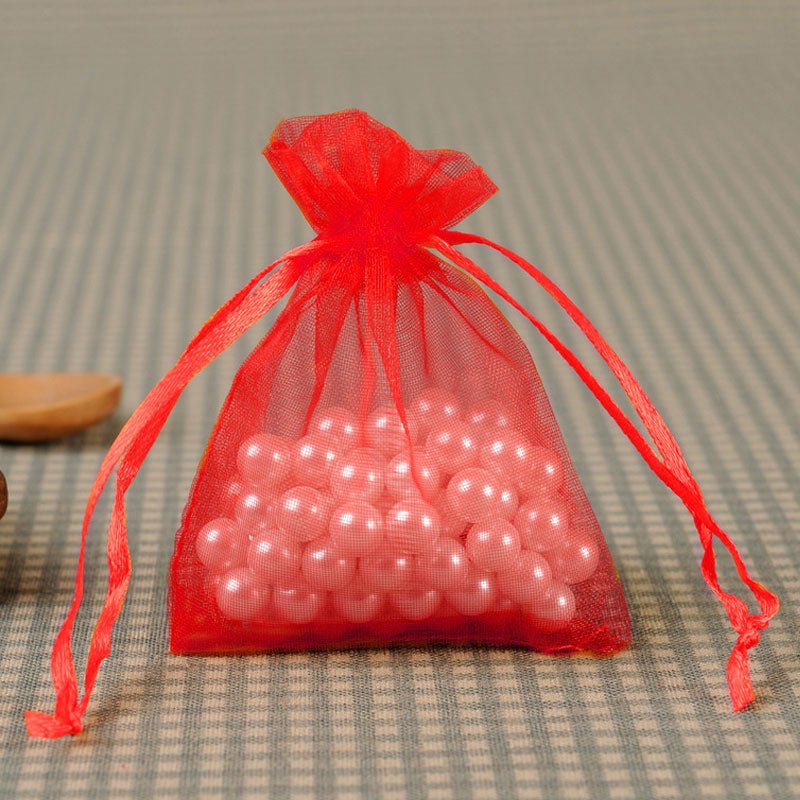 10 Pc Organza Drawstring Wedding Party Favor Gift Bags 5"x7" Red - YauSpark