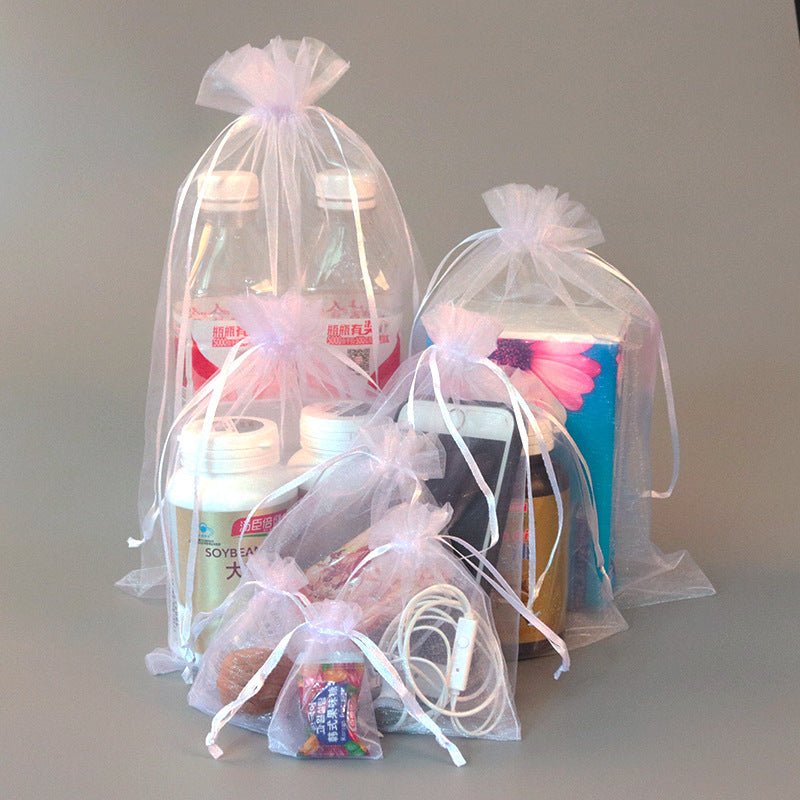 10 Pc Organza Drawstring Wedding Party Favor Gift Bags 5"x7" Wine Red - YauSpark