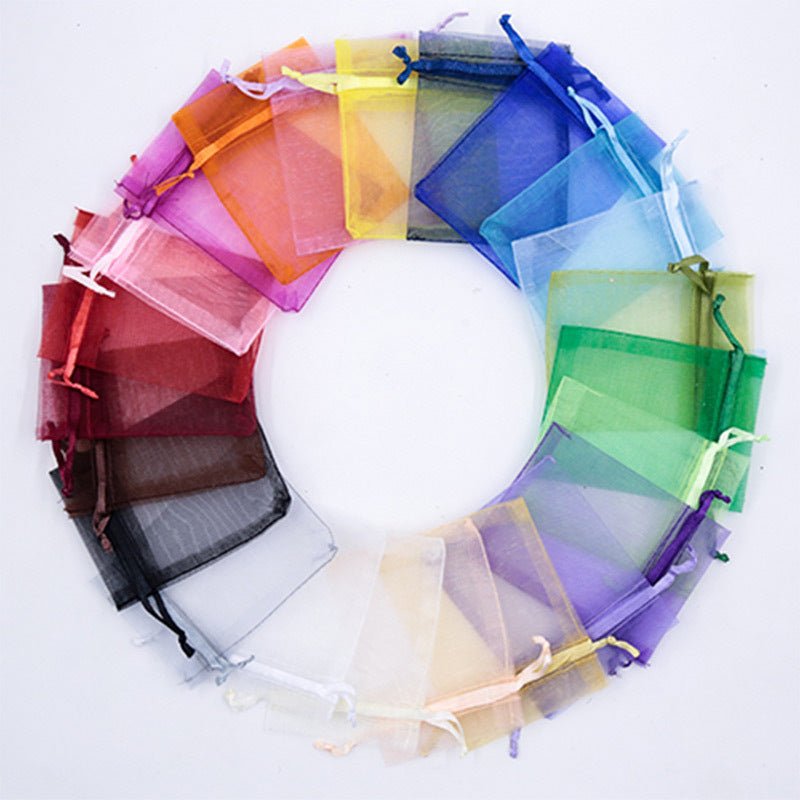 10 Pc Organza Drawstring Wedding Party Favor Gift Bags 5"x7" Wine Red - YauSpark