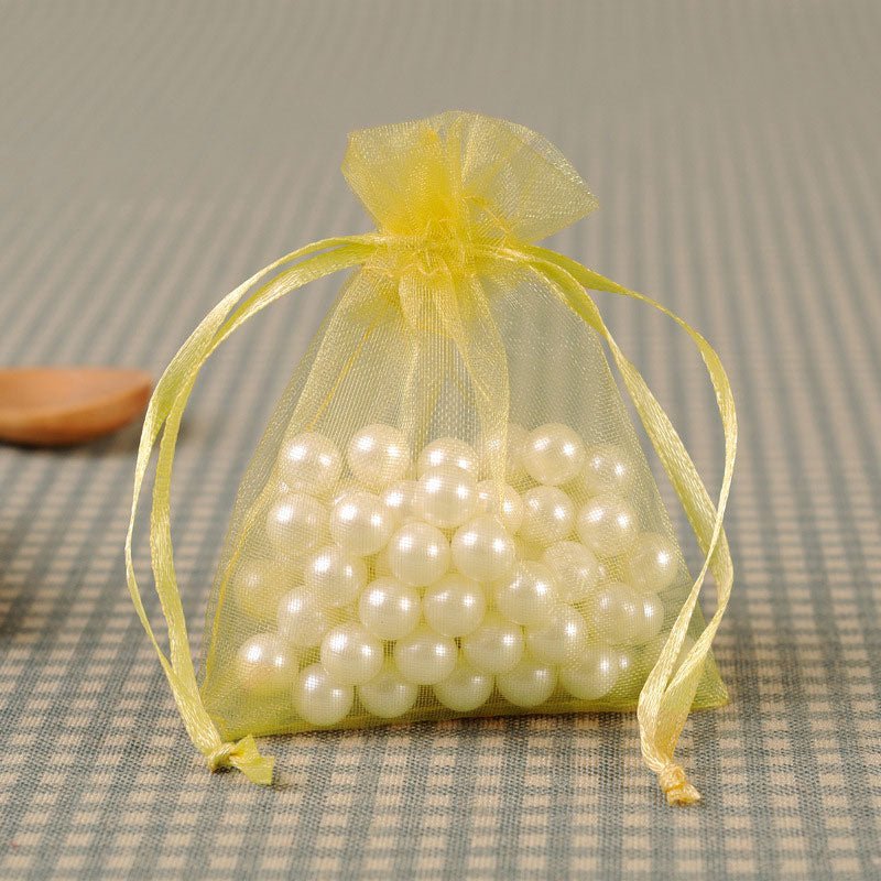 10 Pc Organza Drawstring Wedding Party Favor Gift Bags 5"x7" Yellow - YauSpark