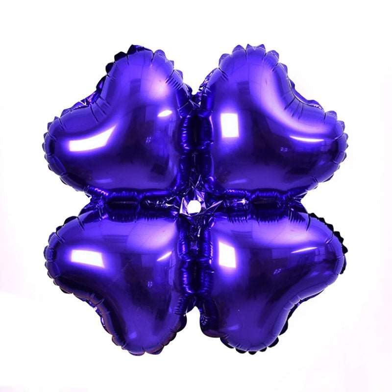 10 Pc Purple Four Leaf Clover Shaped Mylar Foil Balloons 16" - YauSpark