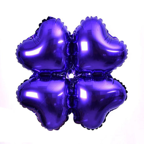 10 Pc Purple Four Leaf Clover Shaped Mylar Foil Balloons 16" - YauSpark