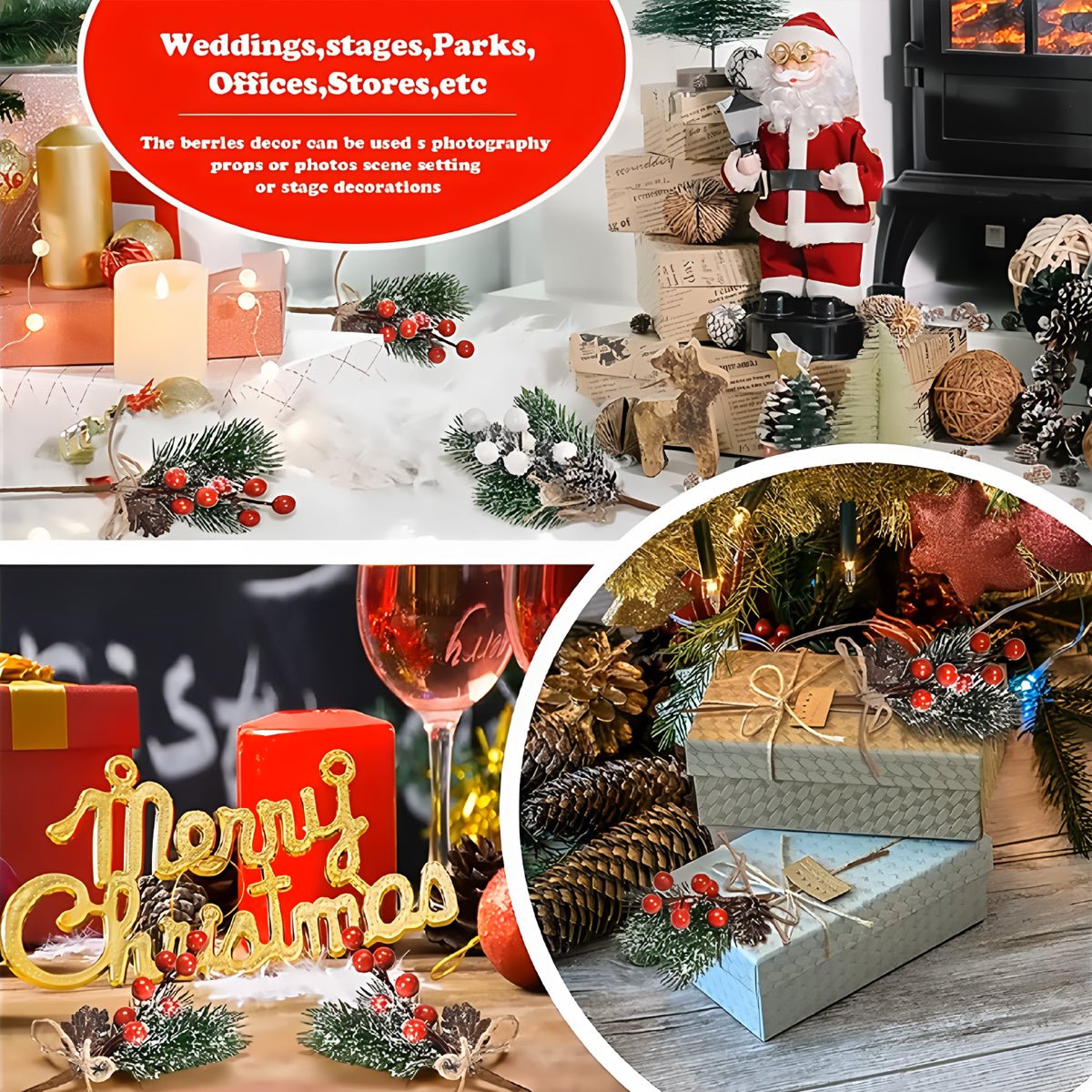 10 Pcs Berries Pine Cones Christmas Decoration Crafts White - YauSpark