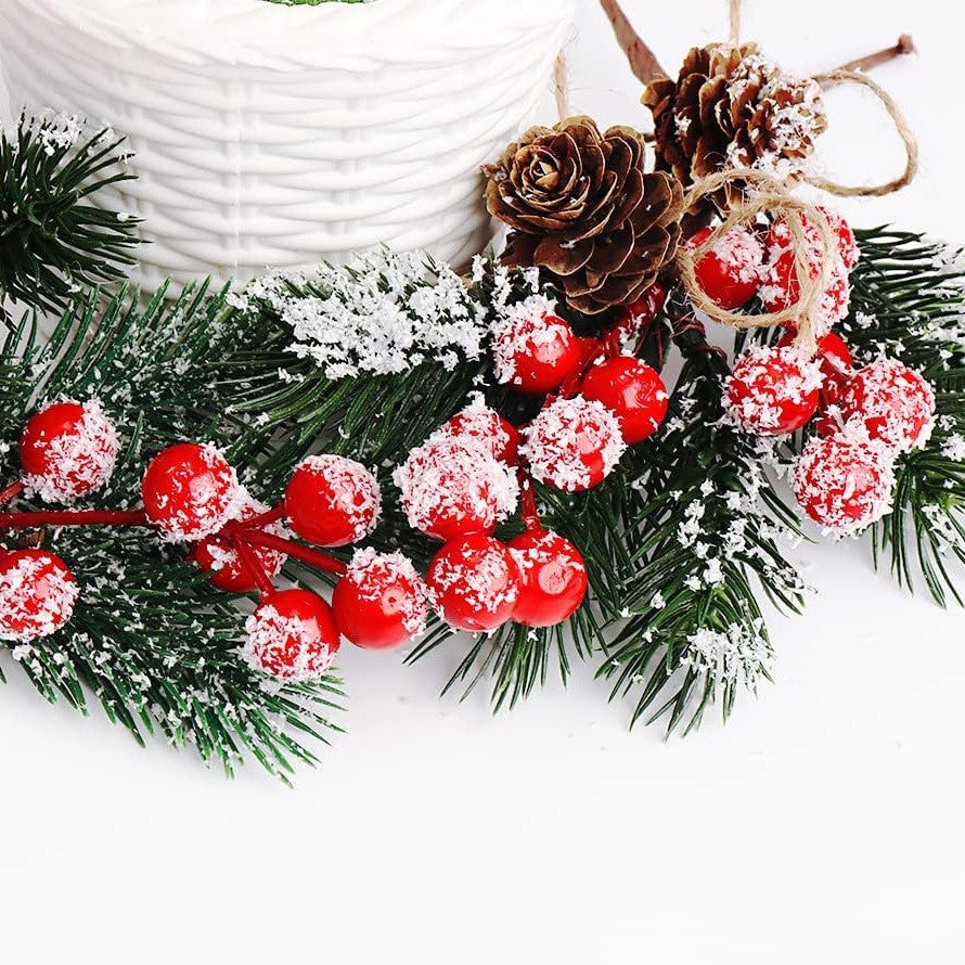 10 Pcs Berries Pine Cones Christmas Decoration Crafts White - YauSpark