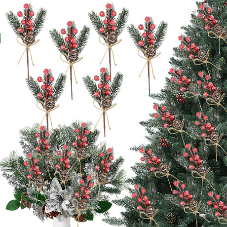 10 Pcs Berries Pine Cones Christmas Decoration Crafts White - YauSpark