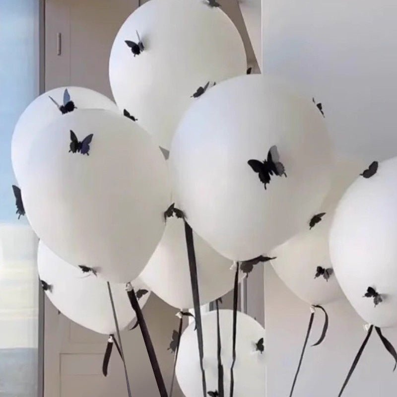 10 Sets Black Butterfly Latex Balloons 18" White - YauSpark