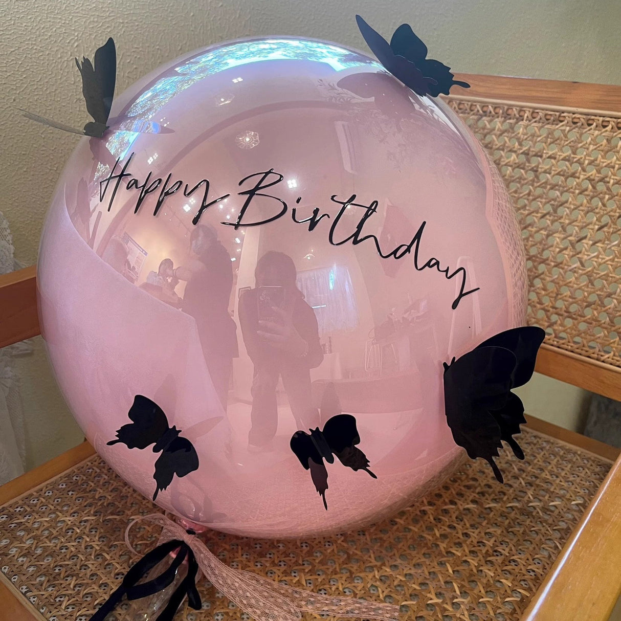 10 Sets Double - layer Black Butterfly Clear Bobo Balloons 18" Blue - YauSpark