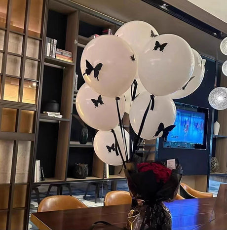 10 Sets Double - layer Color Butterfly Clear Bobo Balloons 18" White - YauSpark