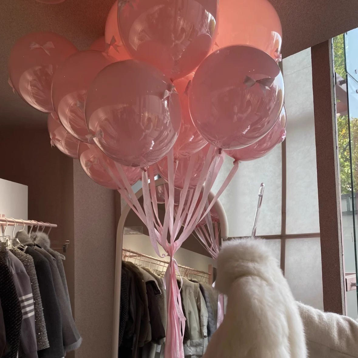 10 Sets Double - layer Rose Red Butterfly Clear Bobo Balloons 18" Pink - YauSpark