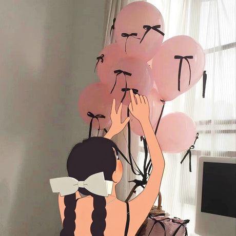 10 Sets Red Bow Latex Balloons 18" White - YauSpark