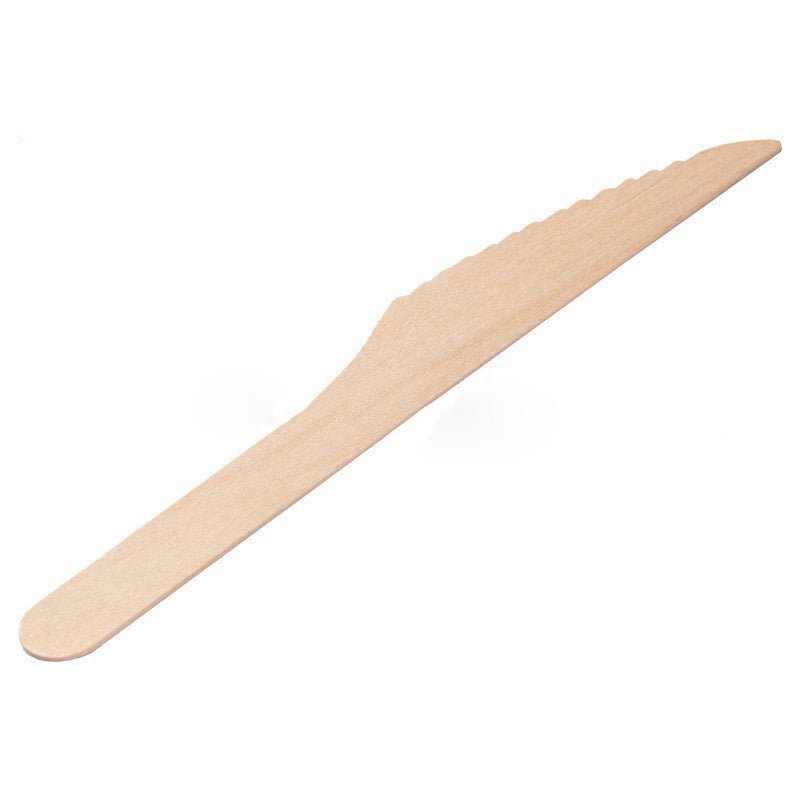 100 Pc Birchwood Knives 7" Natural Disposable Wooden Cutlery - YauSpark