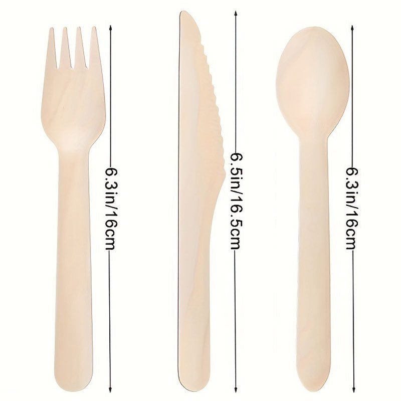 100 Pc Birchwood Spoons 6" Natural Disposable Wooden Cutlery - YauSpark