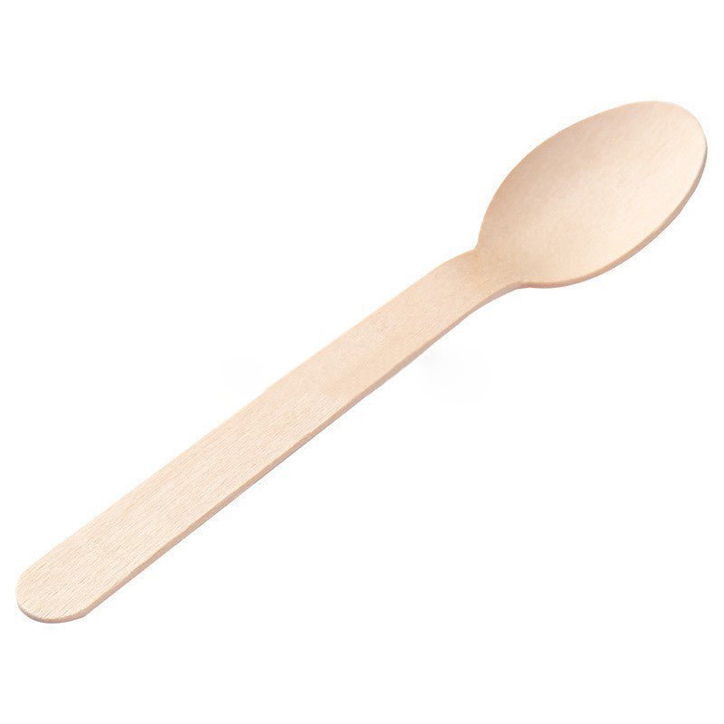 100 Pc Birchwood Spoons 6" Natural Disposable Wooden Cutlery - YauSpark