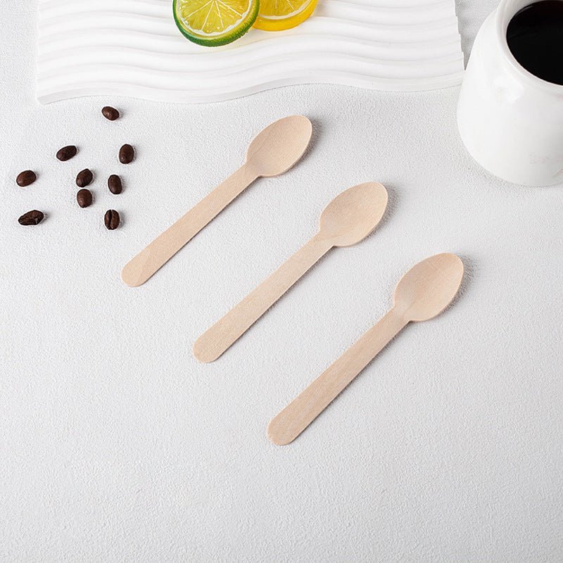 100 Pc Birchwood Spoons 6" Natural Disposable Wooden Cutlery - YauSpark