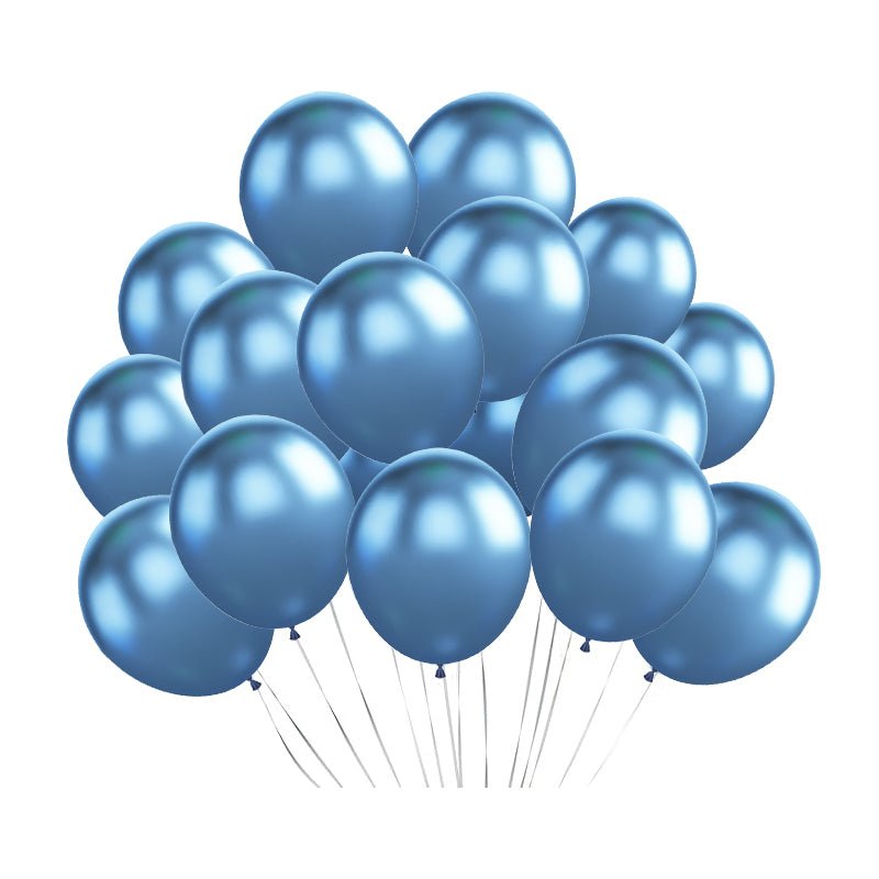 100 Pc Chrome Blue Latex, Air or Water Balloons 5" - YauSpark