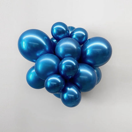 100 Pc Chrome Blue Latex, Air or Water Balloons 5" - YauSpark