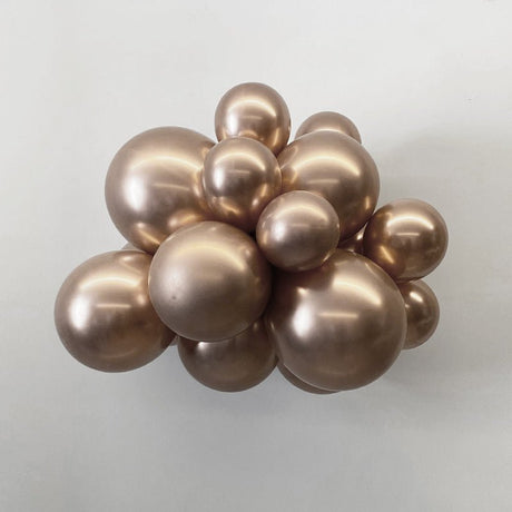 100 Pc Chrome Champagne Gold Latex, Air or Water Balloons 5" - YauSpark