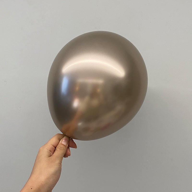 100 Pc Chrome Champagne Gold Latex, Air or Water Balloons 5" - YauSpark