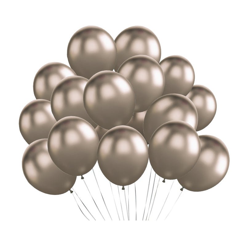100 Pc Chrome Champagne Gold Latex, Air or Water Balloons 5" - YauSpark