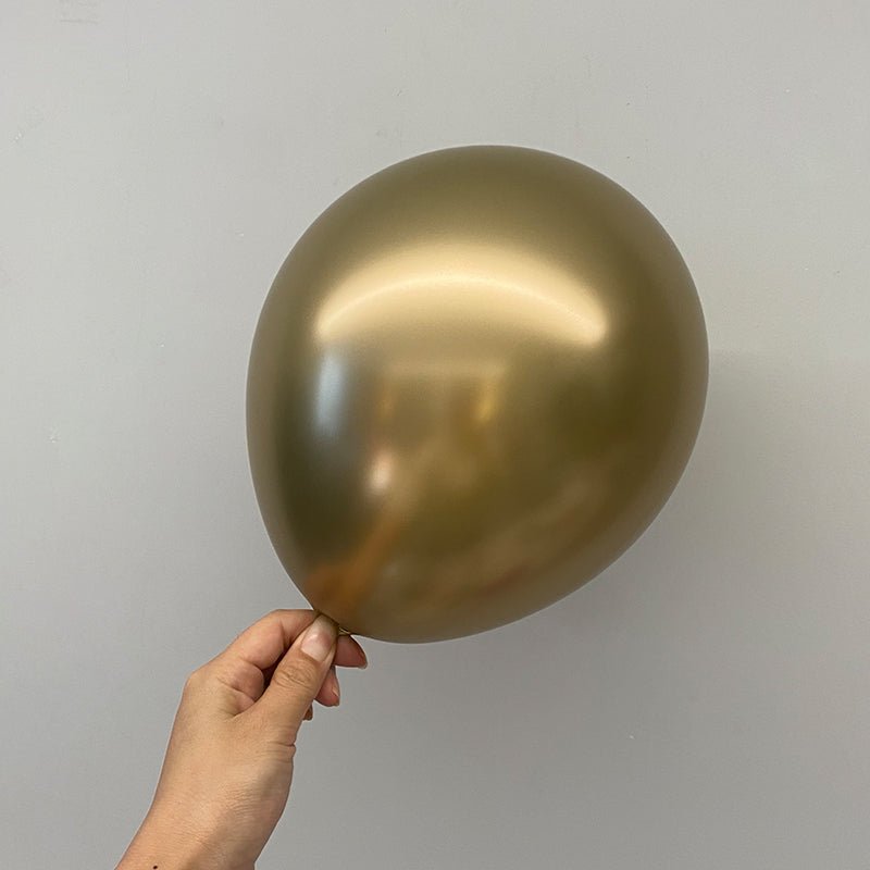 100 Pc Chrome Gold Latex, Air or Water Balloons 5" - YauSpark