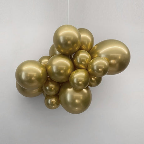 100 Pc Chrome Gold Latex, Air or Water Balloons 5" - YauSpark
