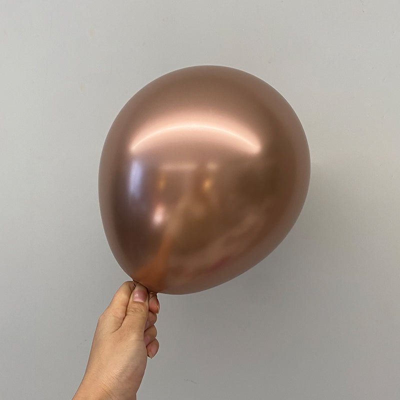 100 Pc Chrome Rose Gold Latex, Air or Water Balloons 5" - YauSpark