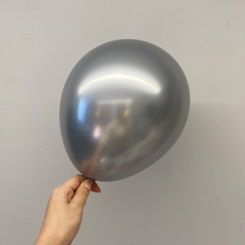 100 Pc Chrome Silver Latex, Air or Water Balloons 5" - YauSpark