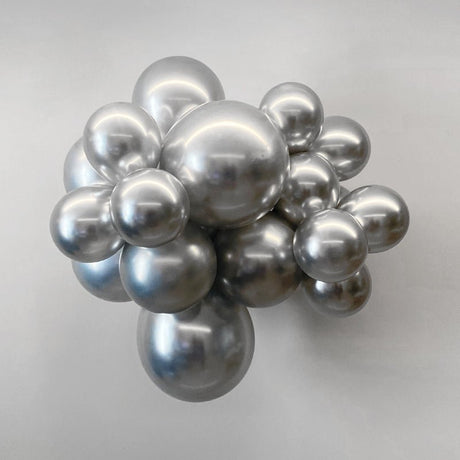 100 Pc Chrome Silver Latex, Air or Water Balloons 5" - YauSpark