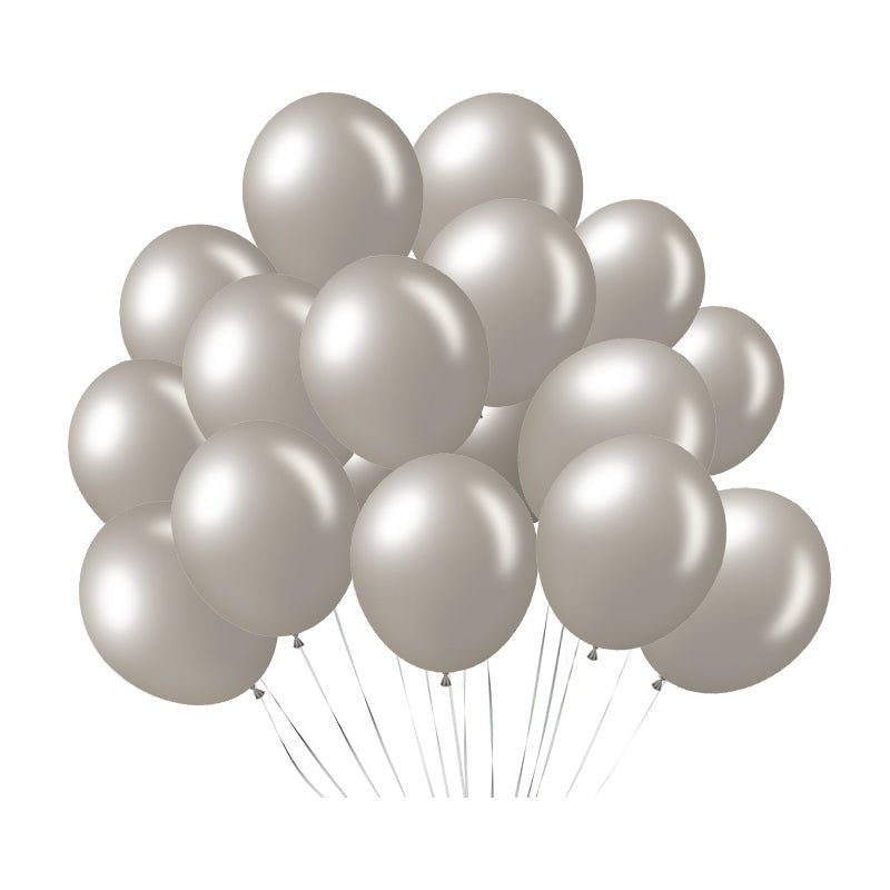 100 Pc Shiny Pearl Silver Latex, Air or Water Balloons 5" - YauSpark