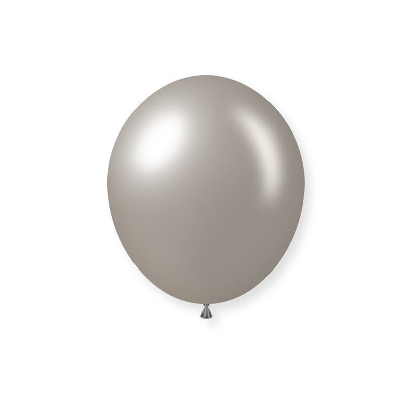 100 Pc Shiny Pearl Silver Latex Helium, Air or Water Balloons 10" - YauSpark
