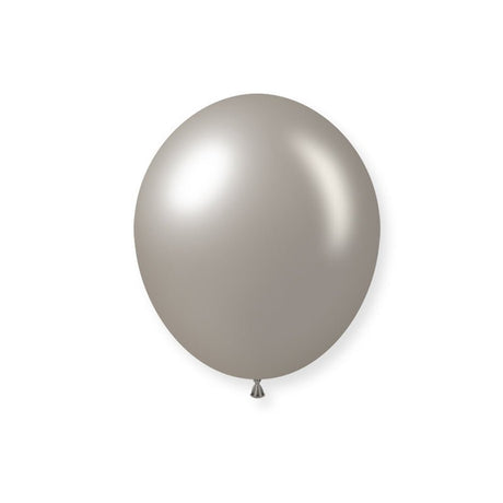 100 Pc Shiny Pearl Silver Latex Helium, Air or Water Balloons 10" - YauSpark