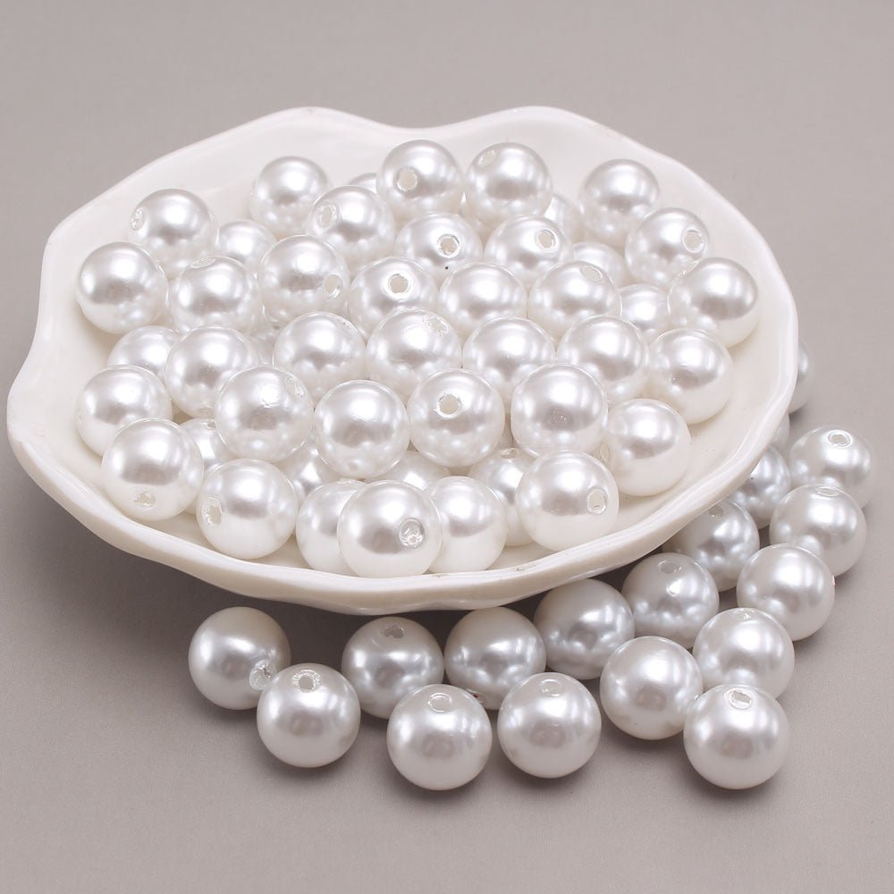1000 Pc Faux Pearl Craft Beads 10mm White with Holes - YauSpark