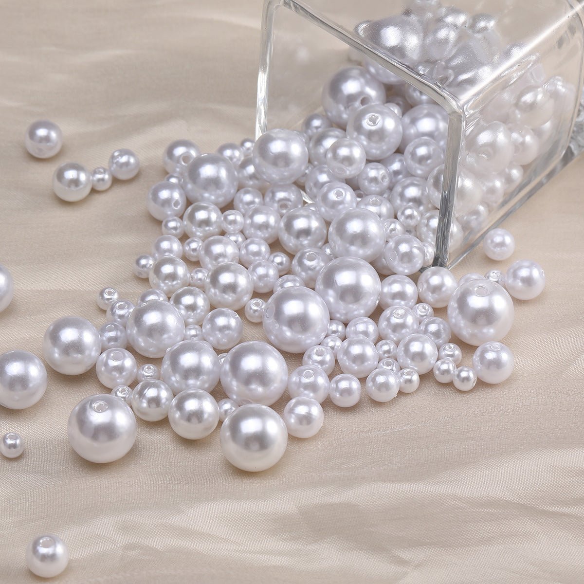 1000 Pc Faux Pearl Craft Beads 10mm White with Holes - YauSpark
