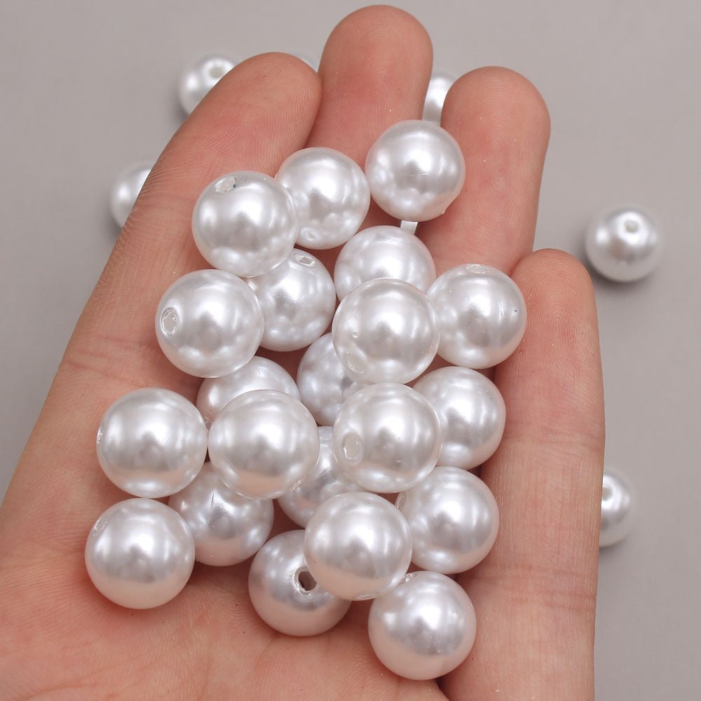 1000 Pc Faux Pearl Craft Beads 10mm White with Holes - YauSpark