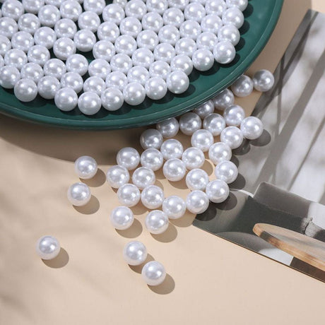 1000 Pc Faux Pearl Craft Beads 10mm White with Holes - YauSpark