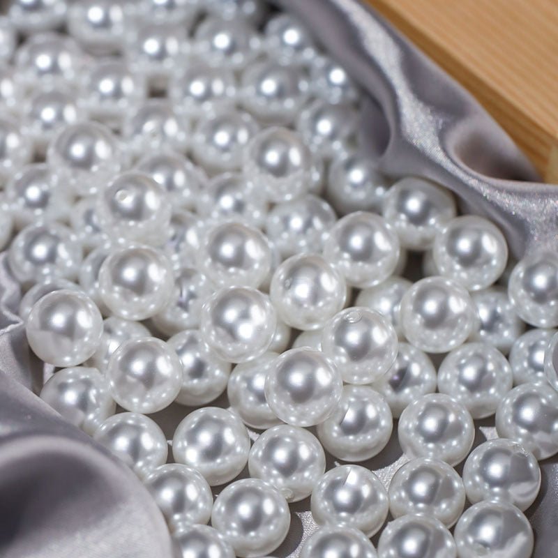 1000 Pc Faux Pearl Craft Beads 10mm White with Holes - YauSpark