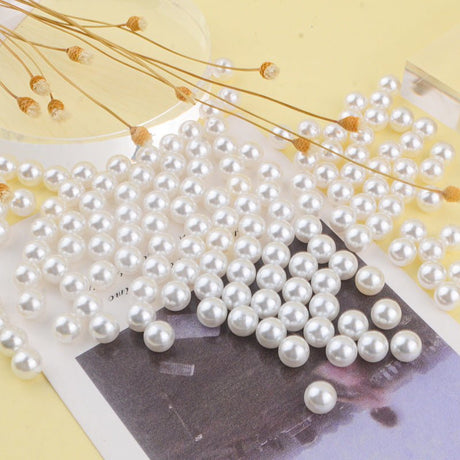 1000 Pc Faux Pearl Craft Beads 10mm White with Holes - YauSpark