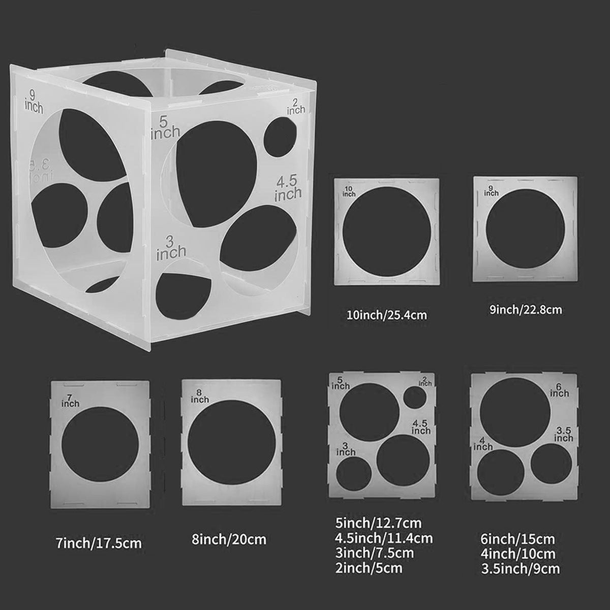 11 Holes Collapsible Plastic Balloon Size Measurement Tool - YauSpark