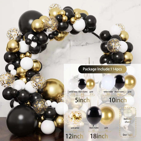 114 Pc Black Gold DIY Balloon Garland Kit - YauSpark