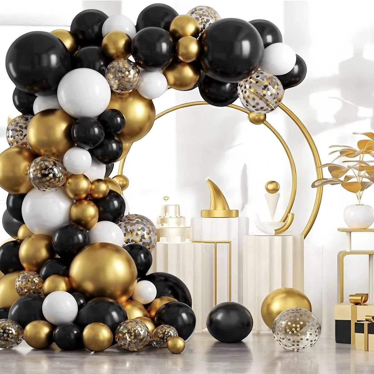 114 Pc Black Gold DIY Balloon Garland Kit - YauSpark